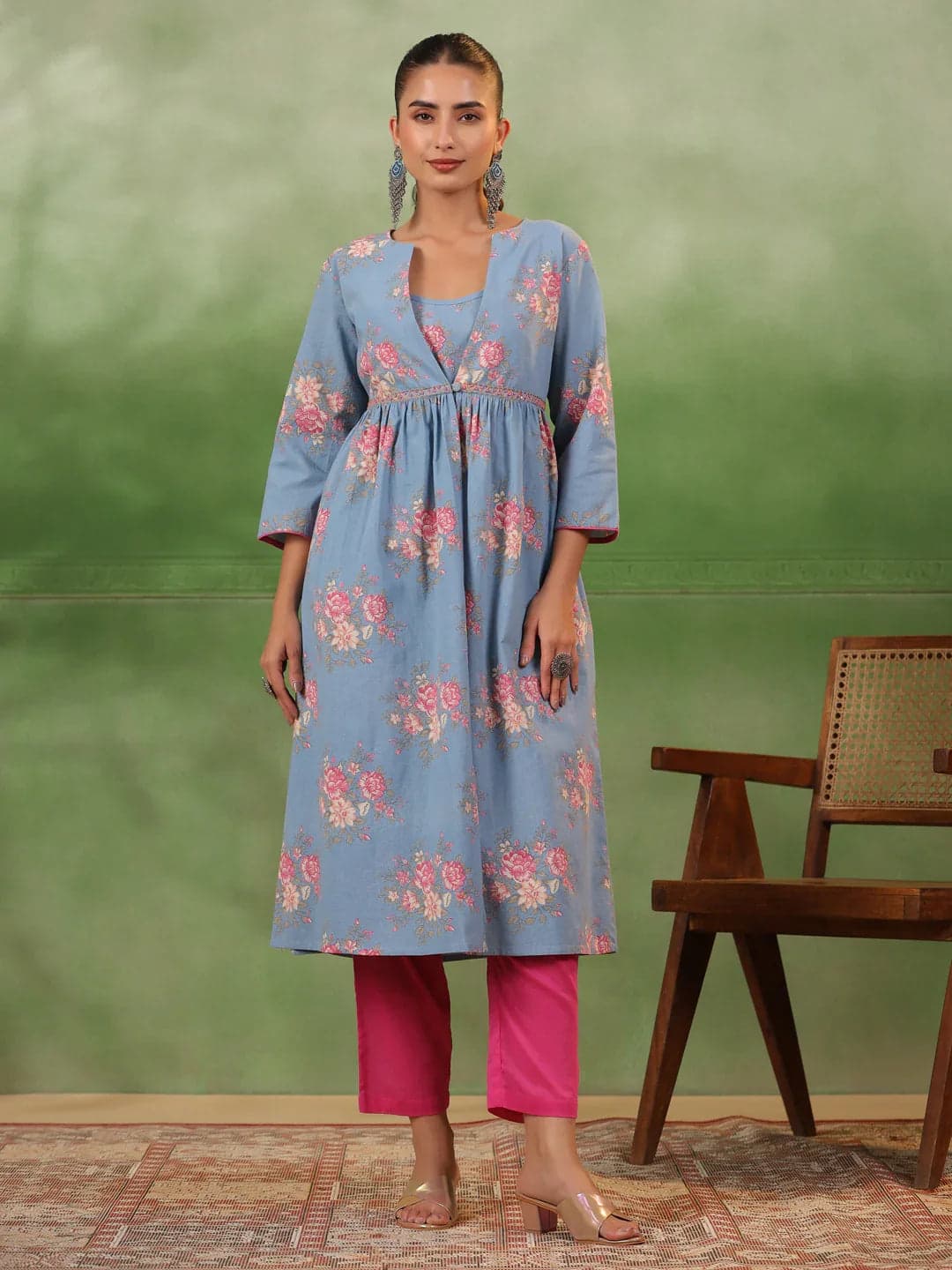 Tiko Fashion Set Of 3 Floral Printed Cotton Kurta Set